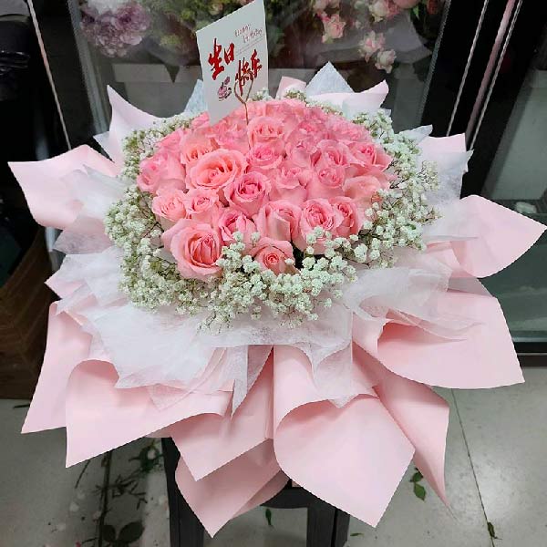 33朵戴安娜粉玫瑰,那么甜蜜美好(实拍照)
