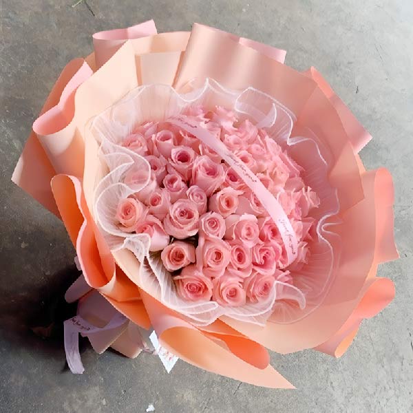 52朵戴安娜粉玫瑰,紧握彼此的手(实拍照)