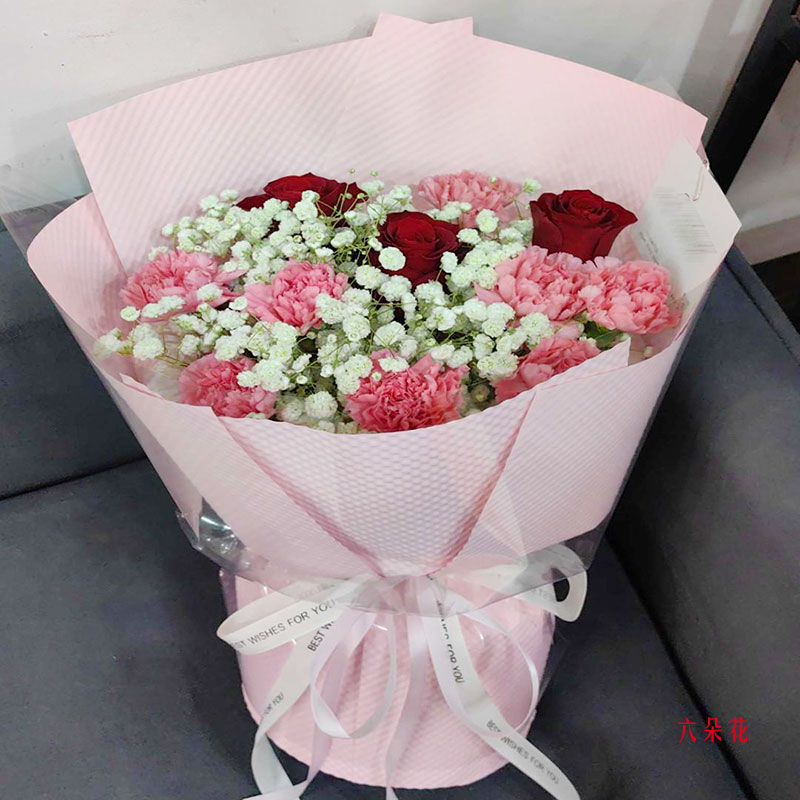 11朵康乃馨满天星丰满,身体安康无恙(实拍照)