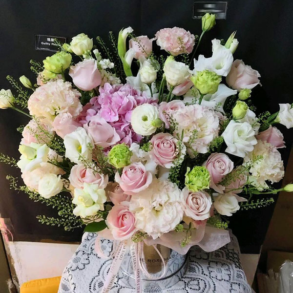 19朵粉玫瑰桶装,爱的浪潮(实拍照)