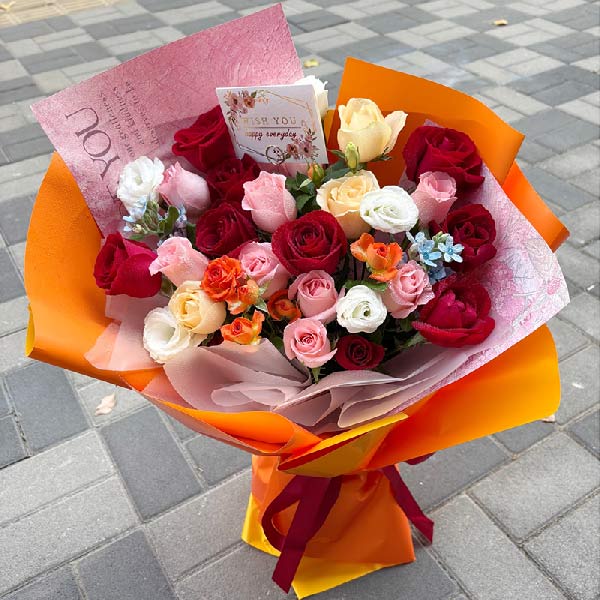 22朵玫瑰混搭,爱在默默蔓延(实拍照)