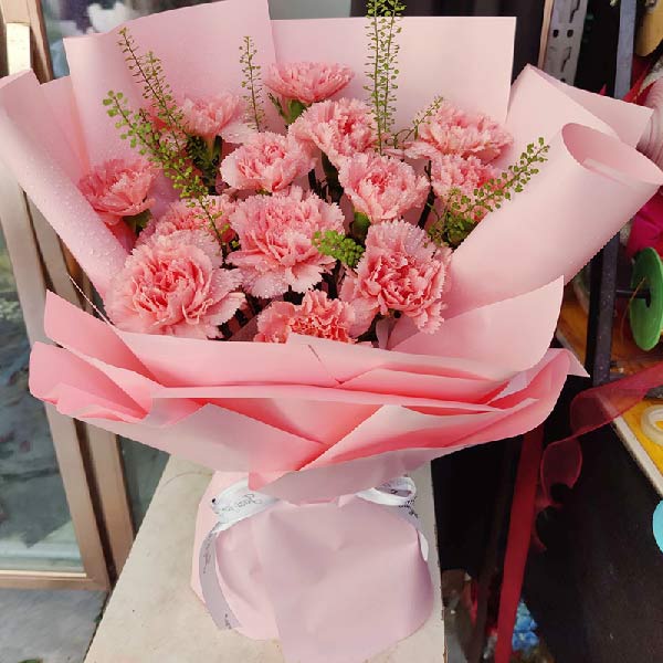 12朵粉色康乃馨,感恩您的付出(实拍照)