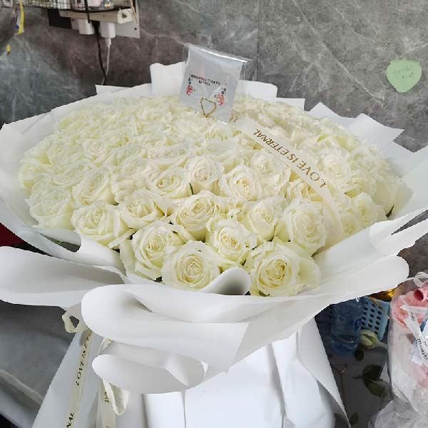 99朵白玫瑰,你是温暖阳光(实拍照)
