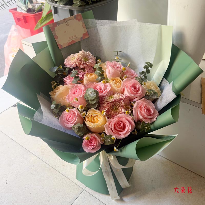 16朵戴安娜粉玫瑰,拥你入怀(实拍照)