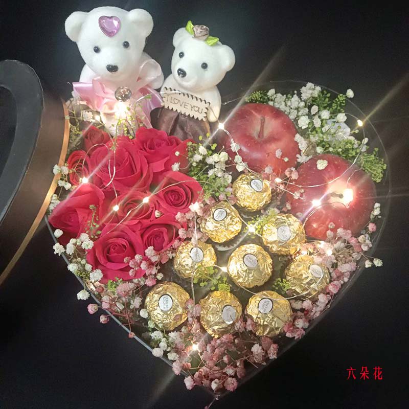 9支红玫瑰巧克力,苹果礼盒,爱你永不变(实拍照)