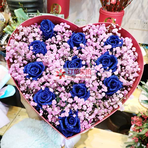 11朵蓝色玫瑰，幸福的心跳（实拍照）