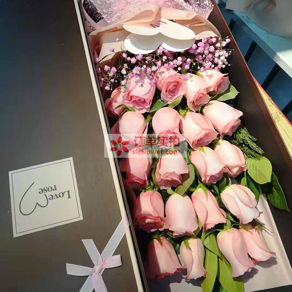 21朵戴安娜粉玫瑰礼盒，相约到白头（实拍照）