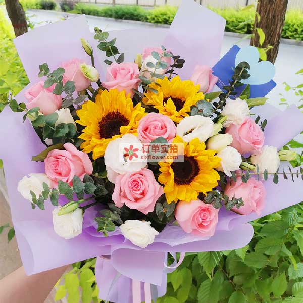 送武威民勤四中门口的鲜花实拍图