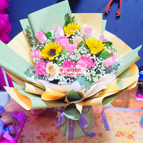 送吴忠市利通区美丽豪宴会中学上桥人家分店的鲜花实拍图