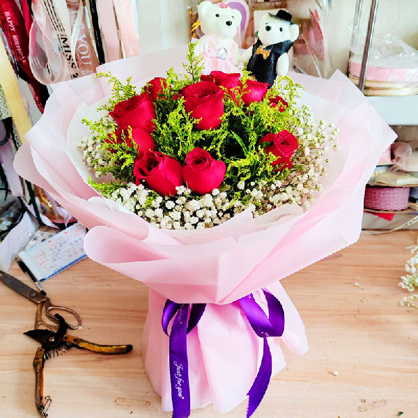 送菏泽高庄镇驻地永嘉乐超市的鲜花实拍图