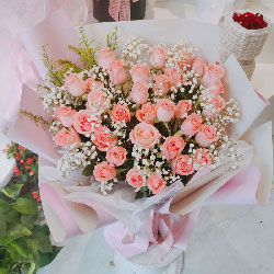 33朵戴安娜粉玫瑰，你是我的阳光