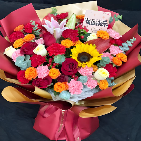 送宜黄县水北国家电网办公楼的鲜花实拍图