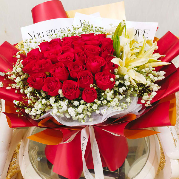 送陕西省西安市高新区草堂科技产业基地秦岭大道西6号的鲜花实拍图