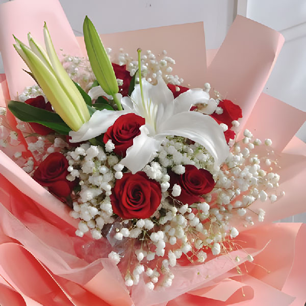 送松滋新江口街道贺炳炎大道245号政务中心的鲜花实拍图