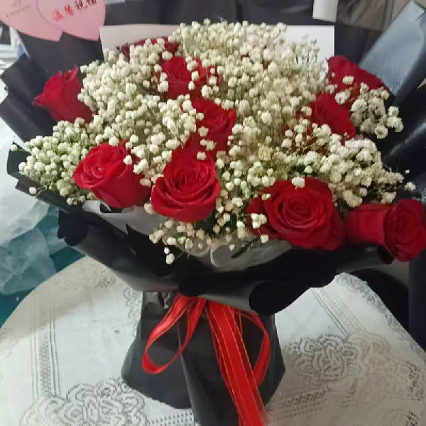 送古浪县浙大小区的鲜花实拍图