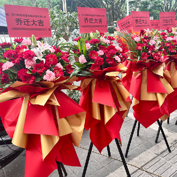 三脚架扶郎花康乃馨花篮，开店大吉(实拍照)
